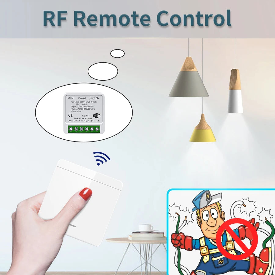 Tuya inteligentny przełącznik Wi-Fi do oświetlenia RF 433Mhz przełącznik bezprzewodowy inteligentna aplikacja Life sterowanie głosowe praca z Alexa Google Home Alice